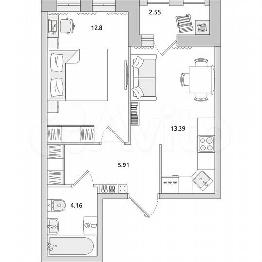 1-к. квартира, 38,8 м², 13/17 эт.