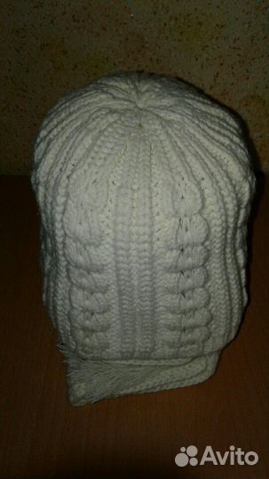 Шапочка+ шарф (молочного цвета)