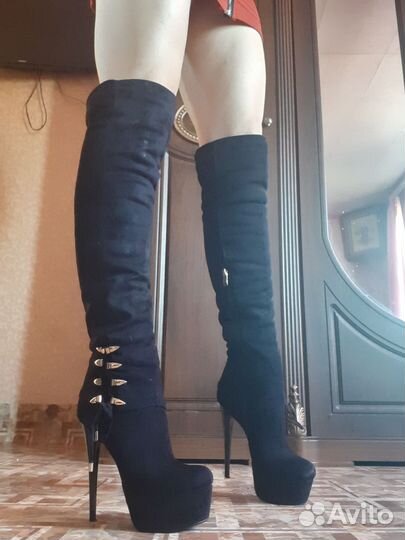 Ботфорты зимние замшевые 40