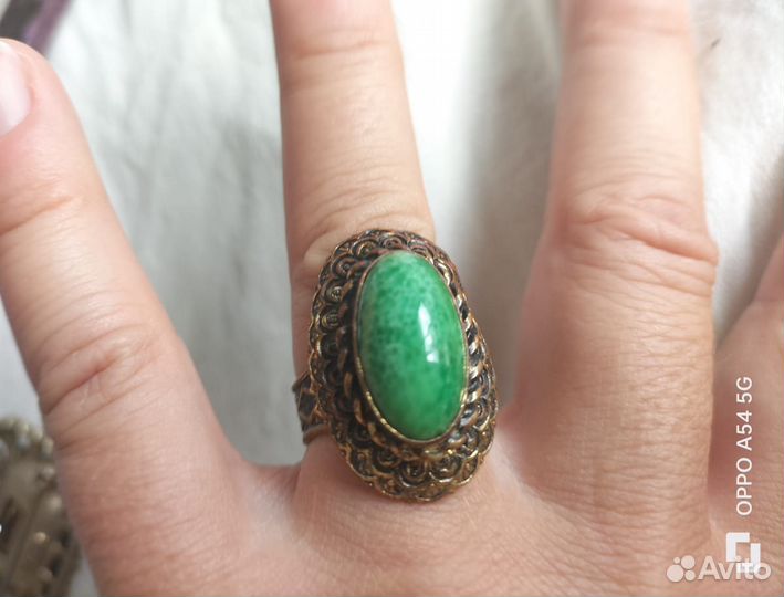 Винтажная бижютерия, кольцо пекинское стекло