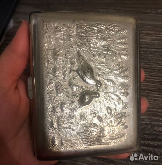 Портсигар СССР Охотники на привале