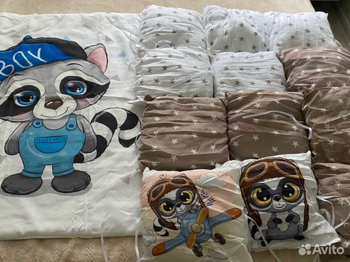 Бортики в кроватку с одеялом новые