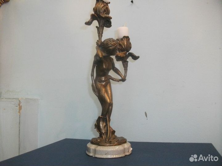 Подсвечник на 2 свечи. Бронза