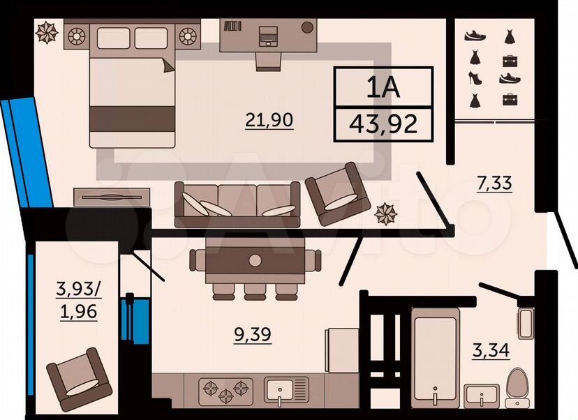 1-к. квартира, 43,9 м², 5/26 эт.