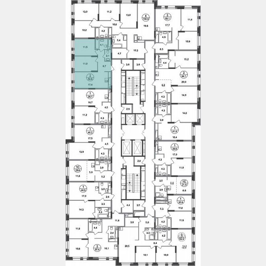 2-к. квартира, 52,8 м², 6/20 эт.