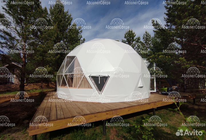 Домик для глэмпинга летний. Геокупол. Шатер. Юрта