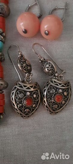 Бусы,серьги,браслет с кораллом