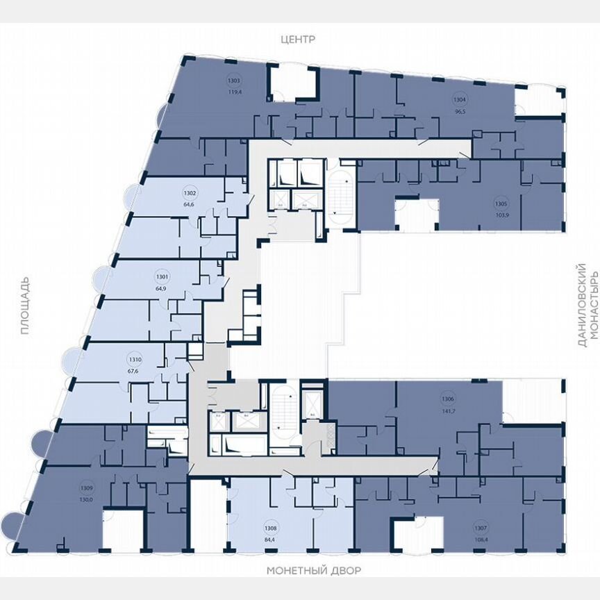 1-к. апартаменты, 64,6 м², 13/13 эт.
