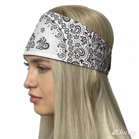 Кастомная головная повязка-бандана со стразами