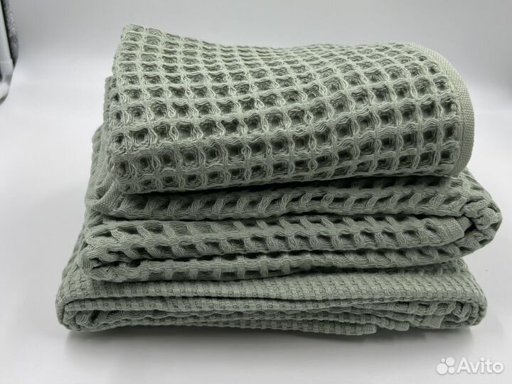 Набор вафельных банных хлопковых полотенец