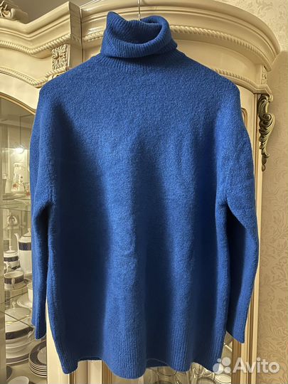 Свитер zara с воротом S синий (электрик)