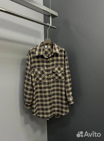 Модная женская рубашка Miu Miu в клетку (топовая)