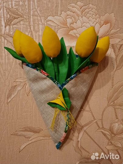 Букет в конверте.Текстильный.Тюльпаны Тильда