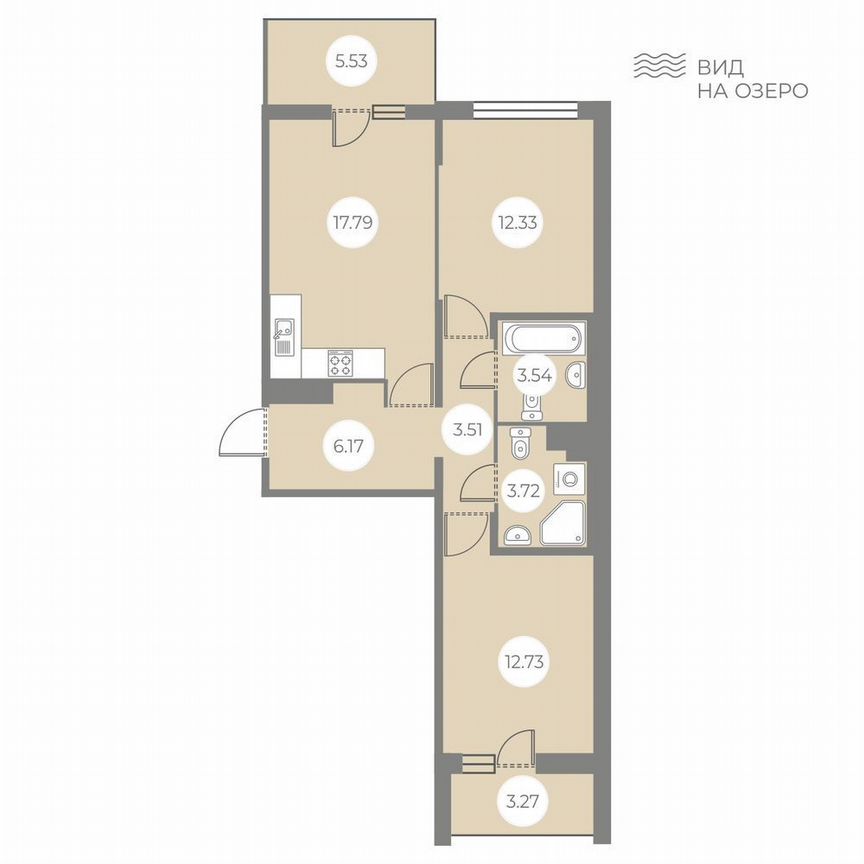 2-к. квартира, 63,1 м², 6/7 эт.
