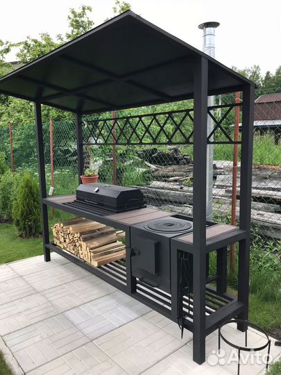 Мангальная зона с крышей