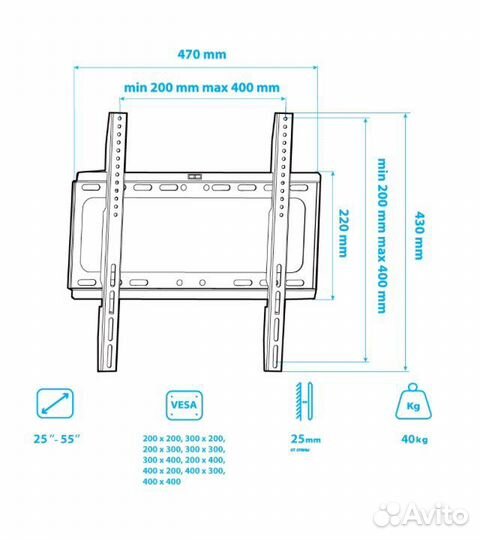 Кронштейн для телевизора vesa 400 на 400