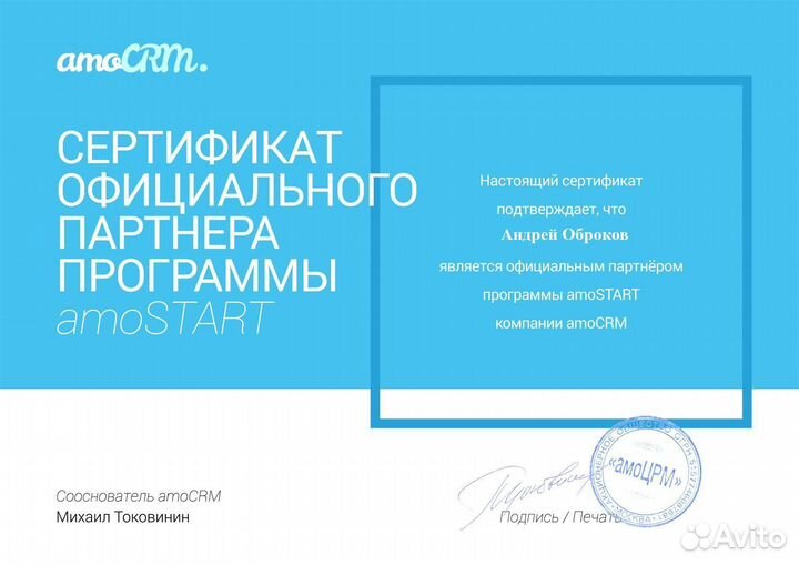 Внедрение CRM Битрикс24 и amoCRM. Пакет Базовый