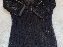 Платье черное с паетками размер 44. (тянется)