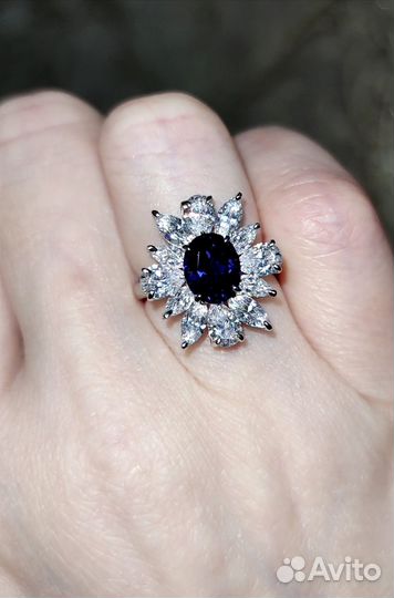 Кольцо серебро 925 пробы с сапфиром 2.31 ct