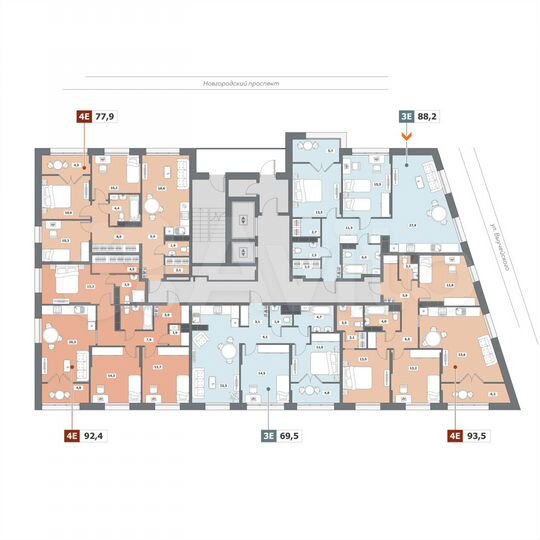 3-к. квартира, 88,2 м², 15/15 эт.