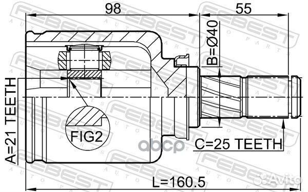 ШРУС внутренний 21x40x25 (nissan note E11E 2005