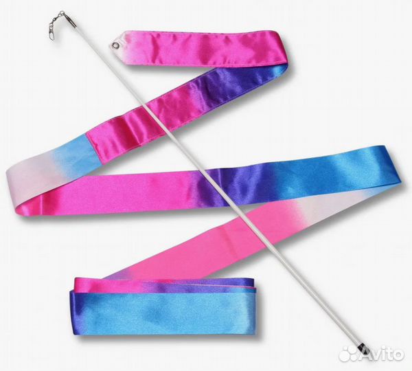 Лента гимнастическая Indigo Pro 6м с палочкой (бел