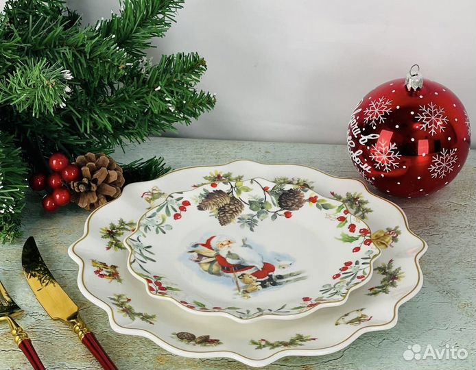 Набор тарелок 19 см / Новый год / lenardi