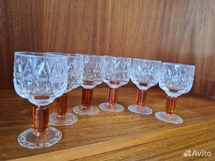 Хрустальные бокалы рюмки Олимпийские, 1980г * 6шт