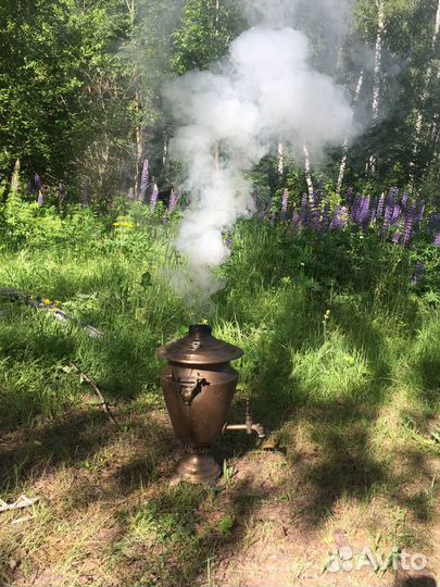 Самовар на дровах медный