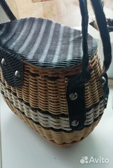 Сумка-корзина плетеная СССР. Винтаж