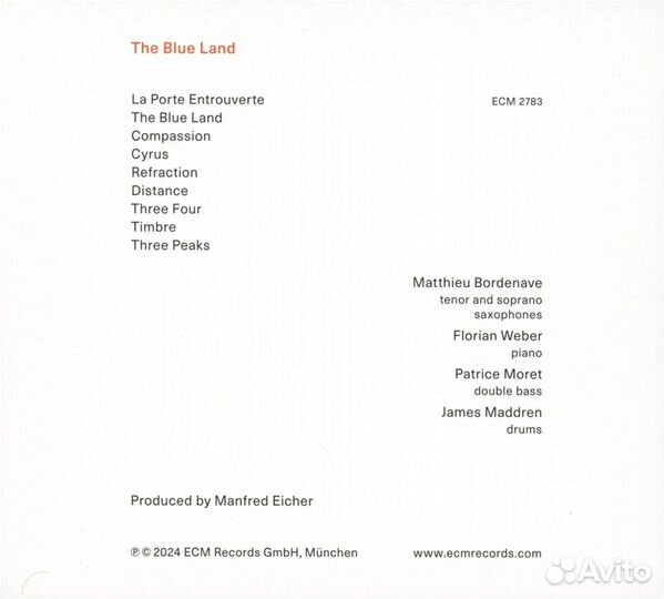 Matthieu Bordenave, Florian Weber (2) / Patrice Moret / James Maddren - The Blue Land (1 CD)