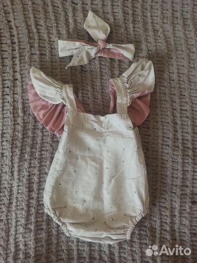 Нарядное боди для девочки и повязка на голову