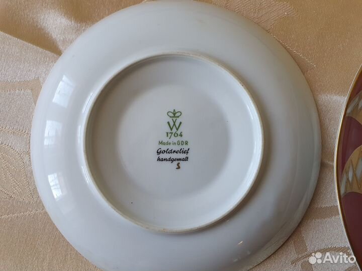 Чайная пара с блюдцем и тарелка ГДР винтаж