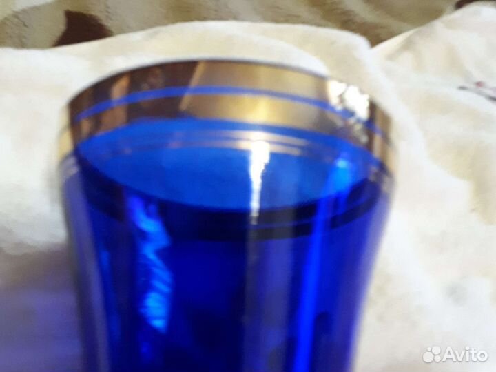 Ваза кобальтовое стекло ручная роспись