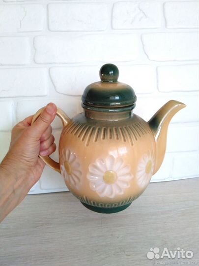 Большой керамический чайник. Винтажный чайник СССР