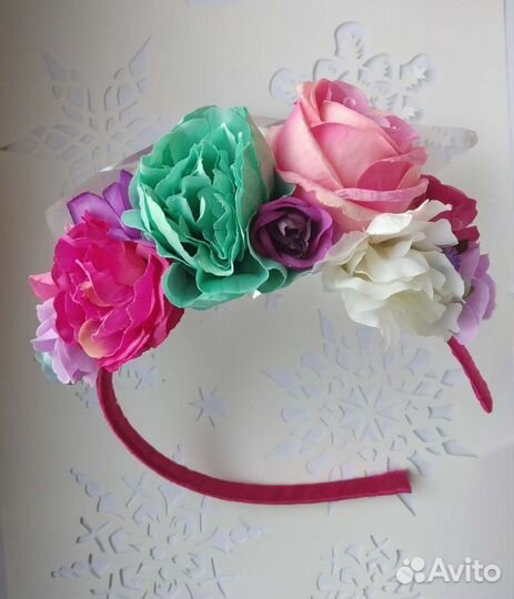 Ободок с цветами розами венок на голову выпускной