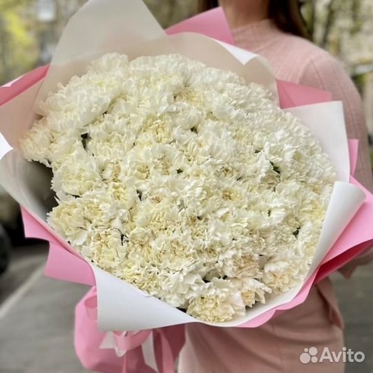 Букет из белых диантусов 75 шт
