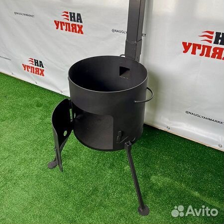 Печка с дымоходом для казана на 10 литров