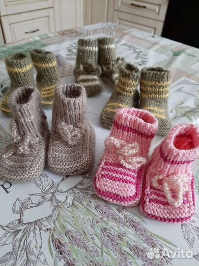 Пинетки вязаные для новорожденных