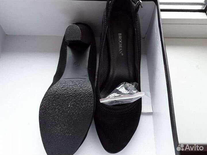 Туфли натуральная замша 38 черные