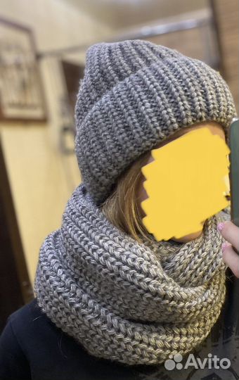 Шапка и снуд комплект вязаный
