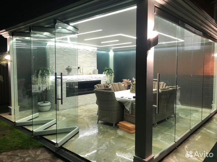 Безрамное остекление гармошка