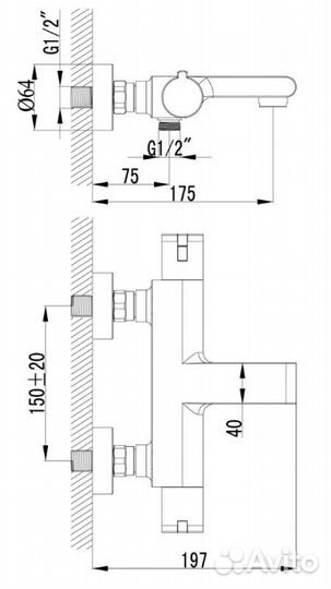 Смеситель Lemark yeti LM7832C для ванны термостати