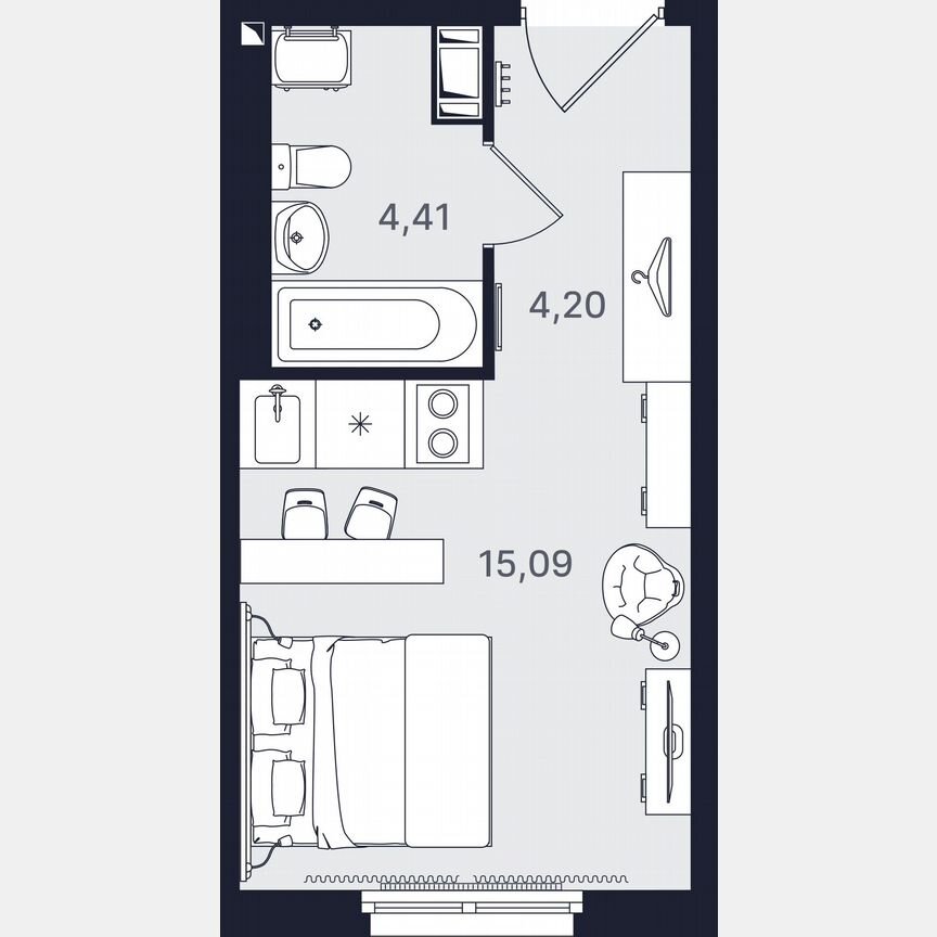 Апартаменты-студия, 23,7 м², 7/24 эт.
