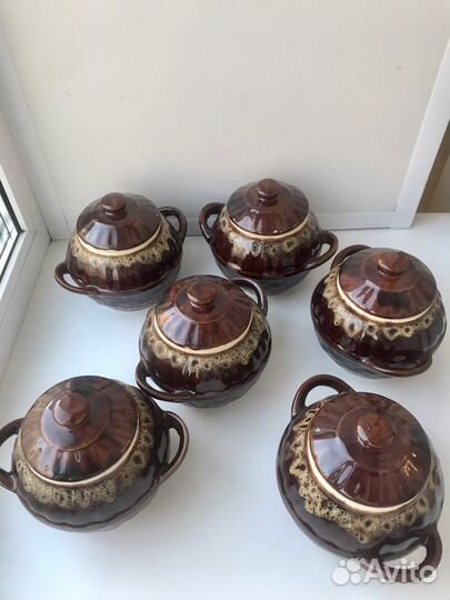 Горшок для запекания, глиняный 6 шт