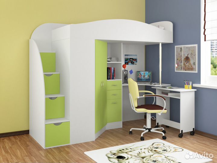 Кровать чердак со столом