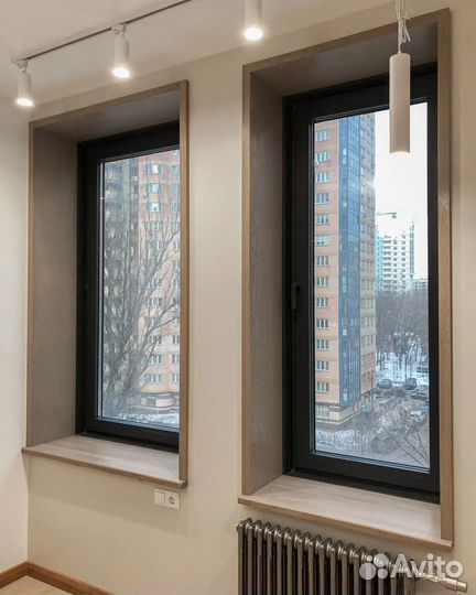 Подоконник и откосы из цельноламельного дуба