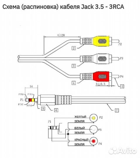 Кабель 3.5 мм jack-RCA3