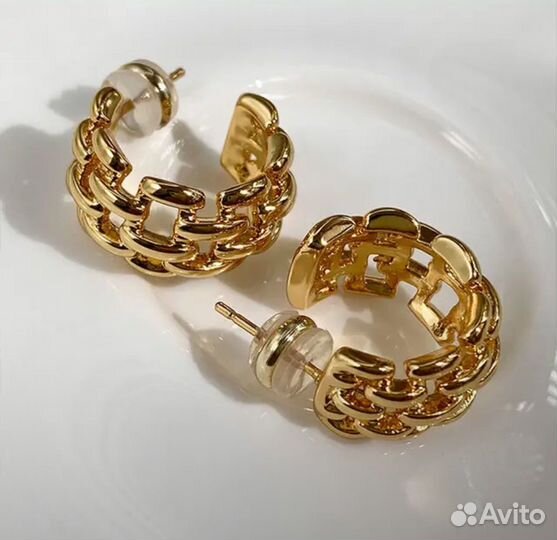 Серьги плетеные кольца