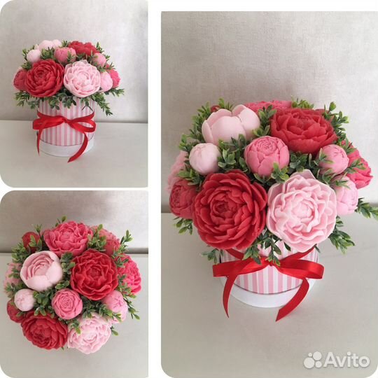 Букет из мыла «Пионовое счастье» подарок учителю